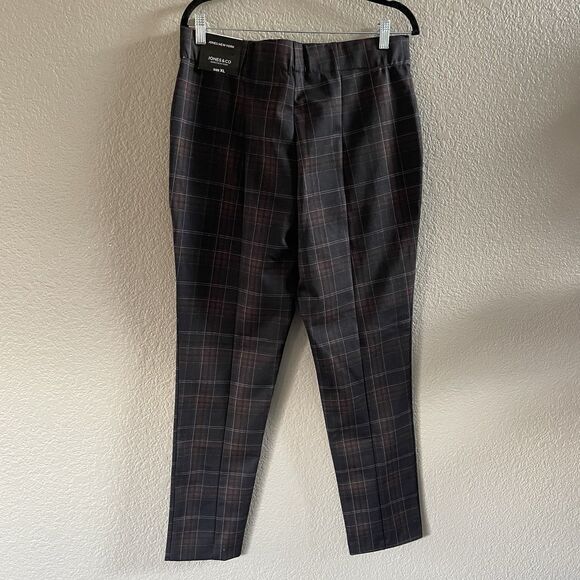 Jones New York Signature Pants Womens XL Brown Plaid Pull On Academia Preppy NWT - Picture 2 of 8